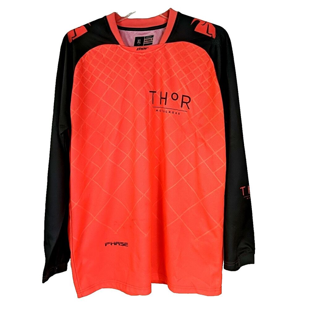 Thor Motocross Phase Long Sleeve Shirt Orange Gray Women Size XL Polyester